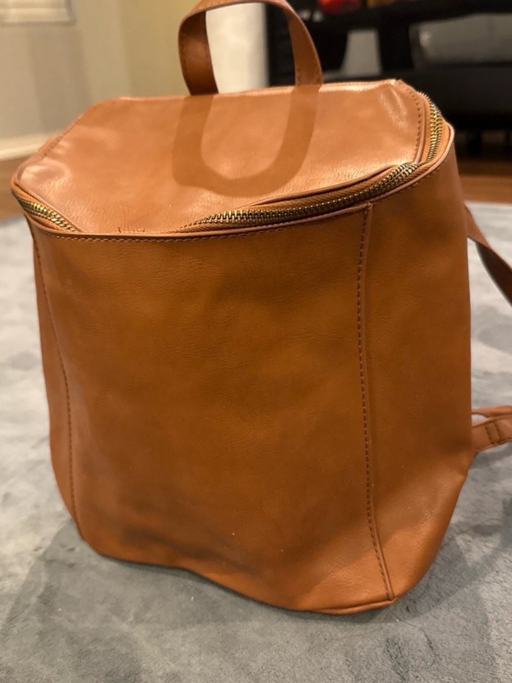 Leather Backpack Purse - Brown